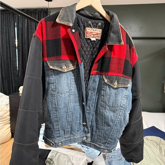 Diesel Other - Diesel Red Plaid and Denim Men's Jacket